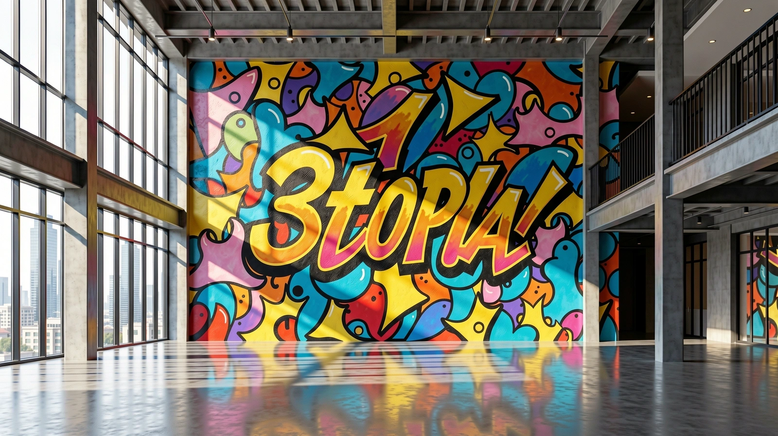 Large scale corporate wall mural installation